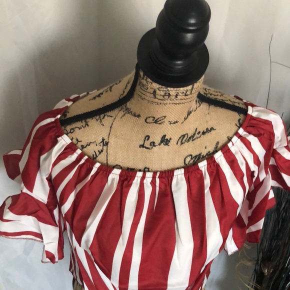 SOLD Striped Knot Bardot Blouse - Picture 5 of 7